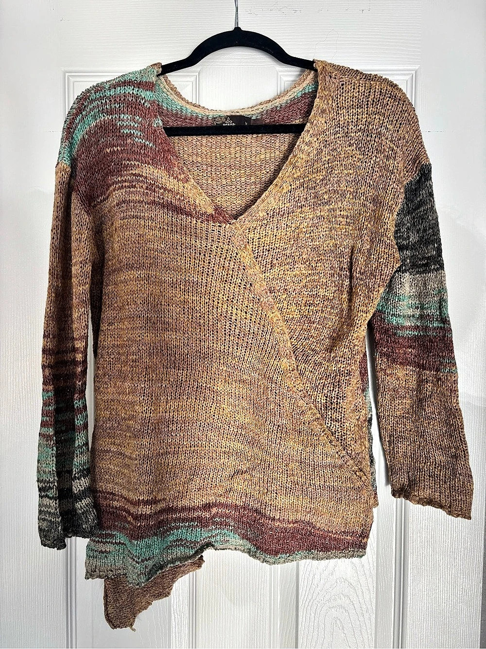 prAna Vignette Sweater Color Block V-Neck Size Medium